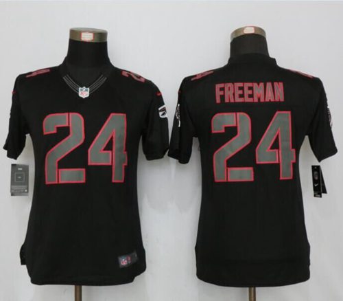 Nike Falcons #24 Devonta Freeman Black Impact Women's Stitched NFL Limited Jersey - Click Image to Close
